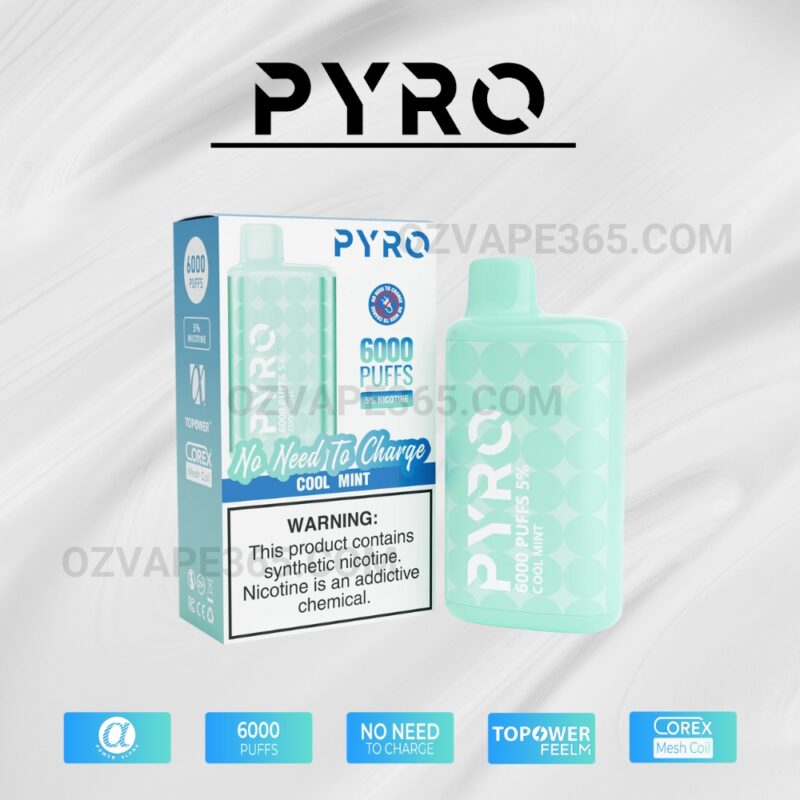 PYRO Vape 6000 Puffs 5% Cool Mint 2 PYRO Vape 6000 Puffs 5% Cool Mint