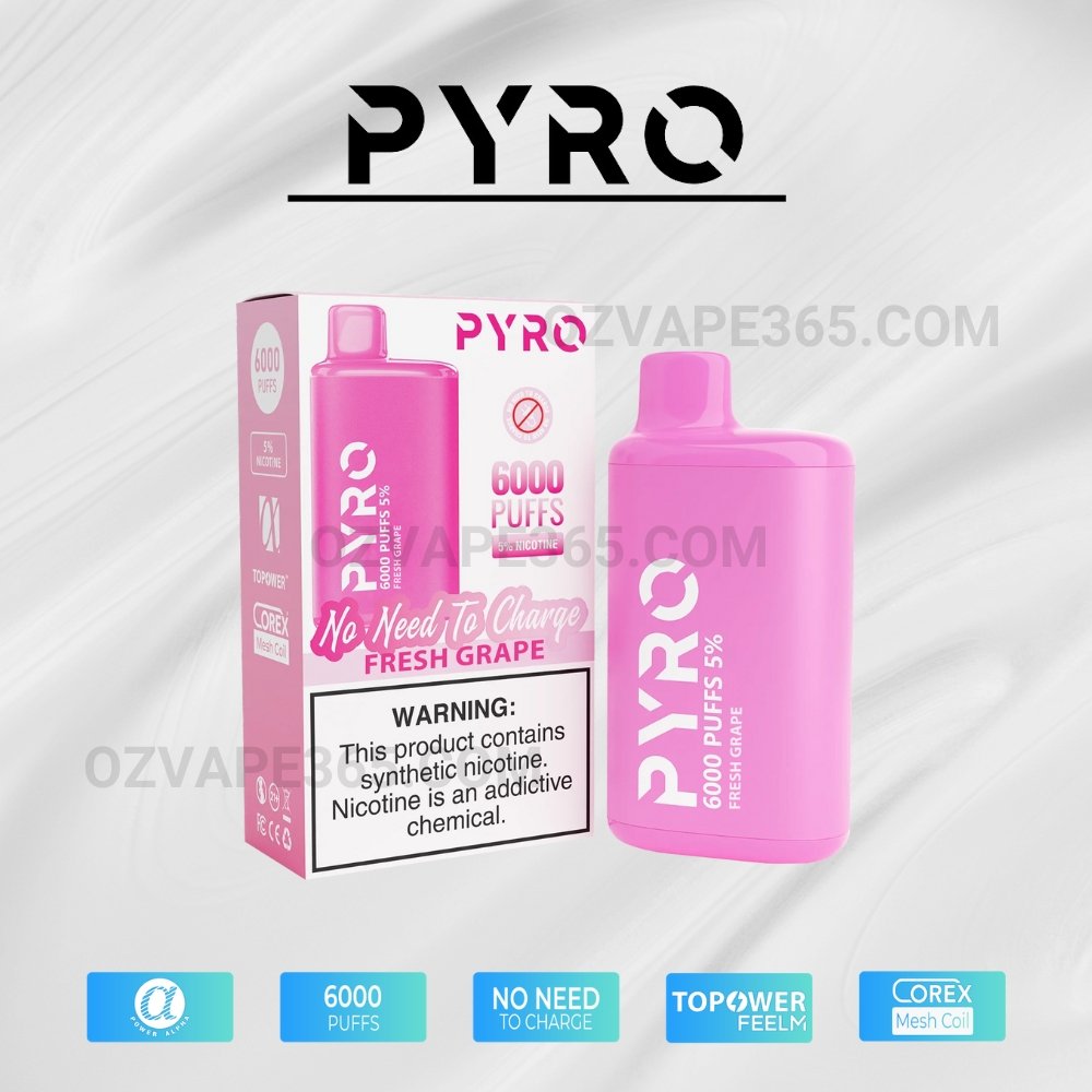 PYRO Vape 6000 Puffs 5% Fresh Grape PYRO Vape 6000 Puffs 5% Fresh Grape